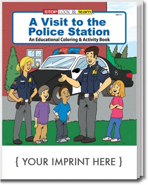 CS0175 A Visit to the Police Station Coloring and Activity Book with Custom Imprint